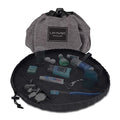 Lay-n-Go Drawstring Toiletry Bag - Water-Resistant 4-In-1 Lay Flat Toiletry Bag - Durable, Easy-To-Clean Travel - For Men & Women - Machine Washable & Compact (20", Grey)