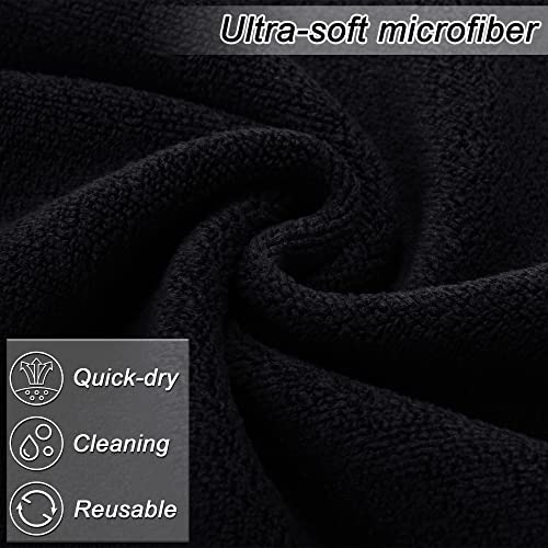 TURSTIN 24 Pack Makeup Remover Towels 13x13 Inch Microfiber Face Towels Reusable Makeup Wash Cloth Facial Cleansing Makeup Towels for Women Skin Care, Black