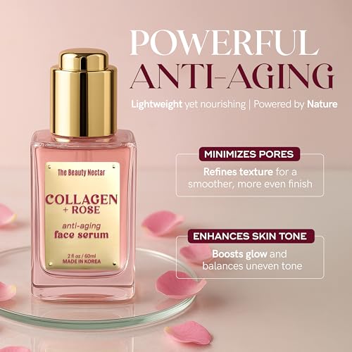Collagen Face Serum with Rose ? Firms Skin, Boosts Hydration, Soothes Dryness ? Dermatologist Tested, Anti-Aging, Korean Skin Care ? Clean Vegan Formula for Sensitive Skin ? 2 Fl Oz