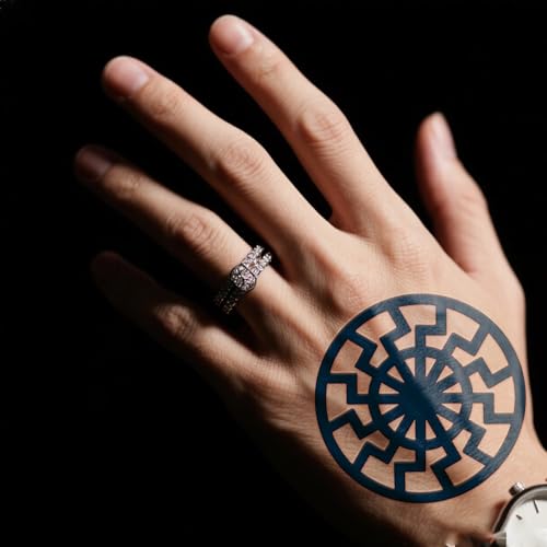 10 Sheets Viking Temporary Tattoos for Men and Women, Waterproof & Long-Lasting Temp Celtic Fake Tattoo Stickers for Adults, Tattoo Axe Bullhorn Dark Blue for Parties Festivals Styling Accessories