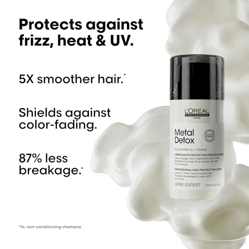 L'Or?al Professionnel Paris Metal Detox Smoothing Cream - Lightweight Styling Leave-In Treatment For All Hair Types, Hydrates and Protects Against Frizz, UV & Metals