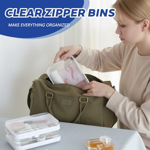 Dimore 9 Pack Medium Clear Hard Shell Zipper Case, 9.5x7x2 Inch Versatile PVC Organizer Box with Zipper, Multi-Purpose Storage Pouch for Makeup, Toiletries, Office Supplies, Chargers
