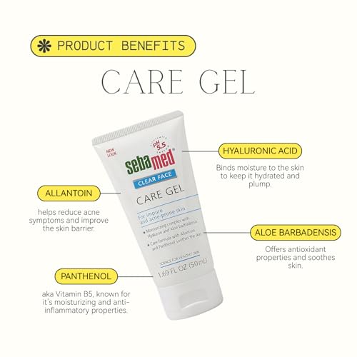 SEBAMED Clear Face Care Gel (50mL) with Aloe Vera and Hyaluronic Acid for Impure and Acne Prone Skin - Made in Germany - Pack of 2