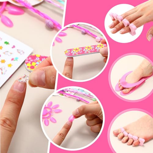 85 Pcs Spa Kit Nail Art Kit Sleepover Party Supplies with 12.5 x 12.5 in Inflatable Foot Tubs Foot Bath Towel and Basket DIY Manicure Pedicure Set for Slumber Party(Rose Red)