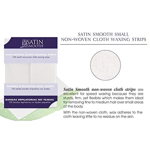 Satin Smooth Non Woven Wax Strips, Body and Face Wax Strips for Hair Removal, Cloth Waxing Strip for Women, Small, 100 ct, 2 Pack