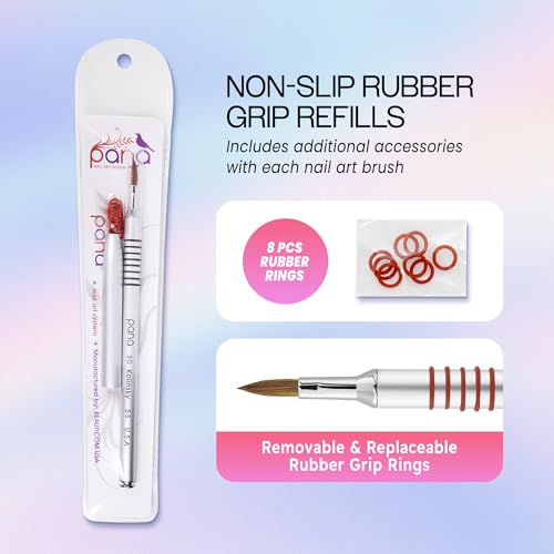PANA 3D Kolinsky Acrylic Nail Art Sculpture Brush with Silver Metal Non-Slip Grip Handle for Manicures 3D Nail Art Flower Designs (Size #5)