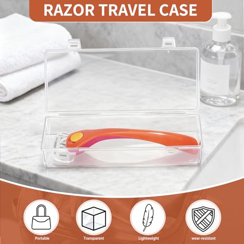 Razor Travel Case Compatible with Billie, 2 Pack Razor Protector Transparent Cover, Portable Plastic Shaver Storage Case with Double Clasp, Travel Holder for Razors and Blades, for Men and Women