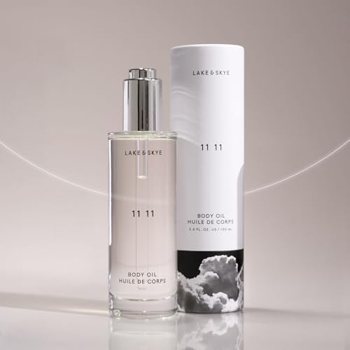 Lake & Skye 11 11 Body Oil - Hydrating with Vitamin E & Almond Oil - Clean Skin Musk, Sheer & Uplifting Scent - 3.4 fl oz (100 ml)