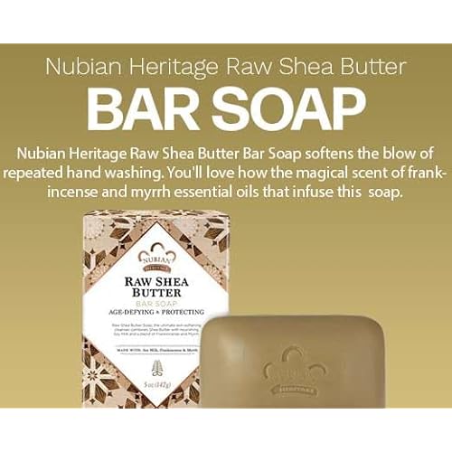 Nubian Heritage Bar Soap, Raw Shea and Myrrh 5 Ounce (Pack of 6)