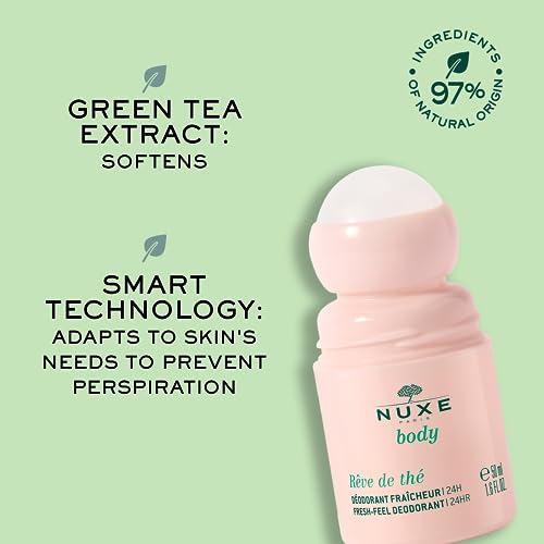 Nuxe Huile Prodigieuse Multi-Purpose Dry Oil (3.3 Fl Oz) & R?ve de Th? Aluminum-Free Deodorant (1.6 Fl Oz) Skincare Duo for Nourished Skin & Long-Lasting Freshness