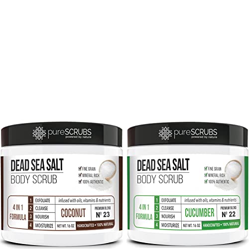 pureSCRUBS Coconut Dead Sea Salt Scrub + Cucumber Body Scrub