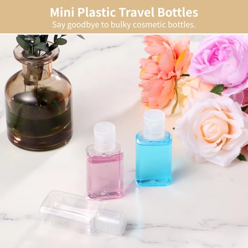 Lnrueg 200 Pcs 1 oz Travel Bottles - Hand Sanitizer Bottle Mini Clear Bottles with Flip Caps, Portable Empty Refillable Containers for Shower Gel, Face Creams, Body Lotions,Clear