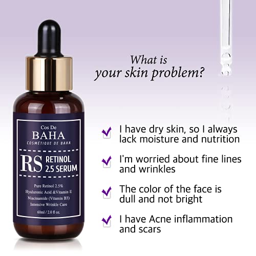 Retinol 2.5% Solution Facial Serum with Vitamin E - Facial, Age Spot Remover, High Strength Solution for Face without a Prescription, 2 Fl Oz (60ml)