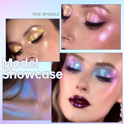 5 Colors Liquid Glitter Eyeshadow Set, Chameleon Metallic Shimmer Diamond Eyeliner Sparkle Eyeshadow, Waterproof Long Lasting Holographic Eye Brightener Chrome Highlighter Makeup
