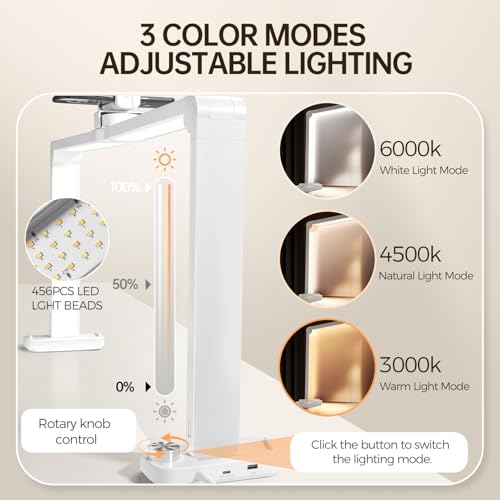 AORAEM 34" Foldable Half Moon LED Nail Lamp, 456LEDs 3350LM Half Moon Light for Nails with Phone Holder, 3 Color Modes 3000K-6000K Professional Manicure Lamp for Nail Tech Salon