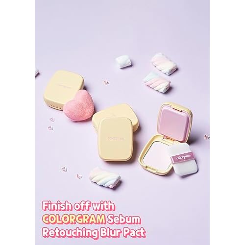 Colorgram Sebum Retouching Blur Pact | Poreless-Looking Pressed Setting Face Powder for Normal to Oily Skin, Provides Weightless, Matte Finish with Soft Focus Effect