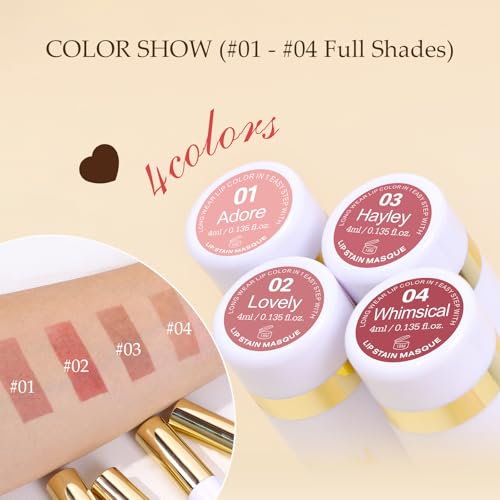 Peel Off Lip Stain-Long Lasting & Waterproof peel off lip liner, Waterproof, Smudge-Proof, Matte Finish, Highly Pigmented, Easy Application for Bold Color, 0.135 fl. oz
