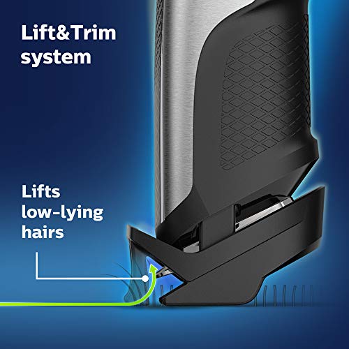 Philips Norelco Beard Trimmer and Hair Clipper Series 5500, electric, cordless, one pass beard trimmer and hair clipper with washable feature for easy clean - No blade oil needed - BT5511/49