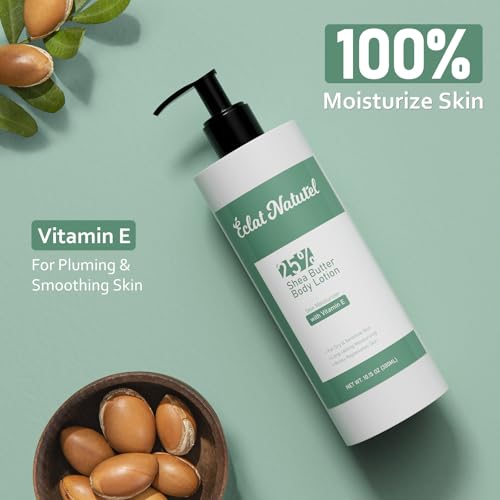 Shea Butter Body Lotion for Dry Skin, 25% Shea Butter Lotion with Vitamin E Moisturizer, Hydrating Nourishing Moisturizing Pump Body and Hand Cream, 10.15 Fl Oz (Package of 3)