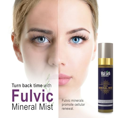 Vital Earth Fulvic Mineral Facial Mist, Travel-Friendly 2-Pack ? Anti-Aging Face & Hair Spray for Cellular Renewal & Hydration, 3.4 Oz Ea