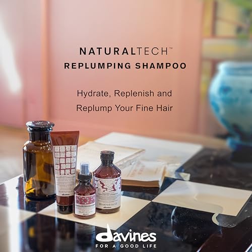Davines Naturaltech REPLUMPING Shampoo & Conditioner, Gentle Cleasning To Add Hydration, Elasticity And Protection, Adds Fullness, Moisturizing & Detangling
