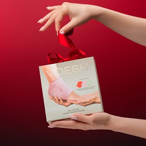 VOESH Heel Hug Gift Set - Hydrates & Repairs Dry, Cracked Heels Gel-Lined Socks - K-Beauty Korean Skincare - 3 Pairs