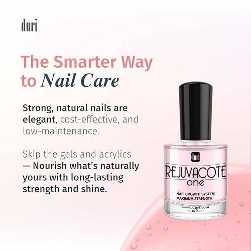 duri Rejuvacote 1 Nail Growth System - Original Maximum Strength Formula - Nail Strengthener and Nail Growth - Base and Top Coat - Pack of 2-0.45 fl. oz.