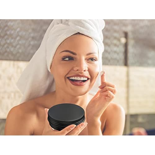 40 Pcs 2 Ounce Aluminum Tin Jars Containers Leak Proof Cosmetic Tin Jars Containers Round Screw Lids for Cosmetic, Salves, Balms, Lip Balm or Others, 60mL Black