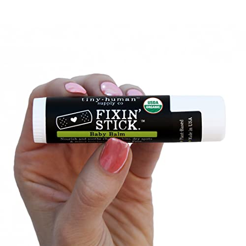 Fixin' Stick Organic Baby Balm 0.5oz, 1-pack for Baby's Red Cheeks, Drooly Chins, Drippy Noses and Dry Skin. No Artificial Dyes, Fragrances or Petrolatum. Cruelty Free. Made in USA.