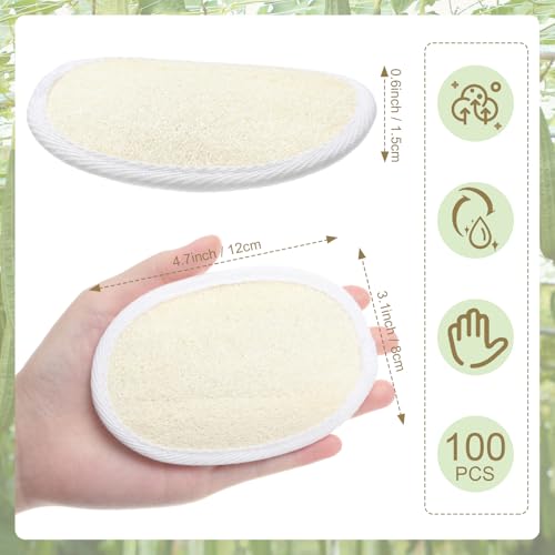 Meanplan 100 Pieces Exfoliating Loofah Pad Body Scrubber Bath Shower Loofah Sponge Pad Natural Exfoliating Scrubber Luffa Brush Close to Skin for Men Women Shower Bath and Spa