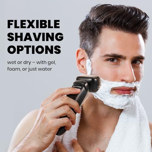 YHC Electric Razor for Men - 4-Blade Electric Foil Shaver with Pop-Up Trimmer, Waterproof, Wet & Dry Use, Cordless & Rechargeable