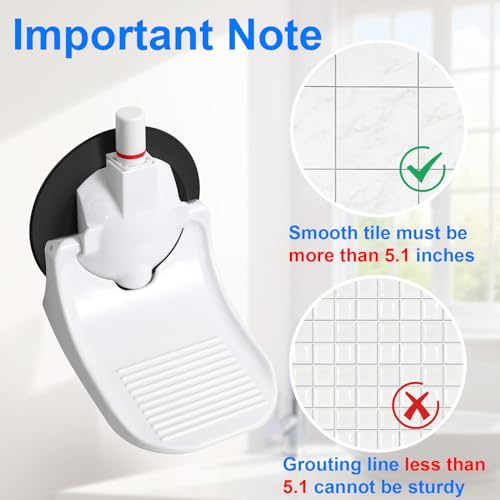 Shower Foot Rest for Shaving Legs with Upgraded Industrial Suction Cup, Only Fit Smooth & Non-Porous & Bigger 5.2 Inches Tile Wall, White, Pack of 1