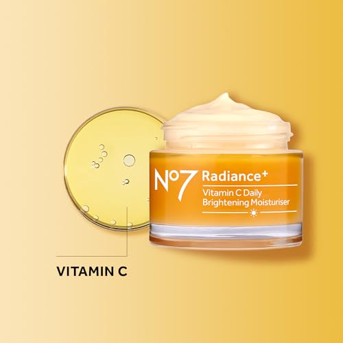 No7 Radiance+ Brightening Vitamin C Moisturizer Face Cream - Skin Nourishing Face Moisturizer - Fast-Absorbing + Lightweight Formula & Suitable for Dry Skin, 1.69 fl oz