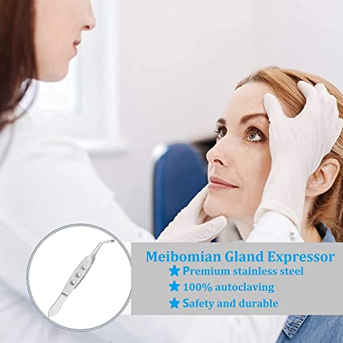 Meibomian Gland Expressor Professional Forceps Premium Stainless Steel Eyelid Massage Tweezers for Dry Eyes, High Precision Tweezer Tools - Rectangle Tip