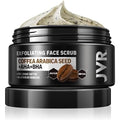 JVR Face Scrub for Men, Facial Scrub for Deep Exfoliating, Cleansing Blackheads, Ingrown Hair, Pre-shave Soften, Organic Formulated with Coffee Extract, AHA and BHA Face Exfoliator (4.23 oz)