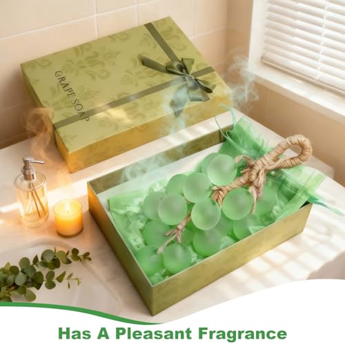 Grape Soap on a Rope, Grape-Shaped Decorative Handmade Soap with Light Fragrance, Enhances Bathroom Decor, Aesthetic Display & Gentle Hand Wash for Holiday & Housewarming Gifts (1, Gree)