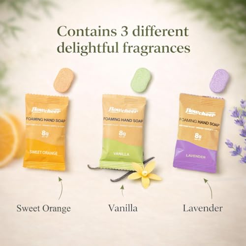 flowcheer Foaming Hand SoapTablets Refill, 12 Pack (Makes 12 x 9 fl oz), Eco Hand Soap Refills, Plant-Based, Natural Scents, Works with Any Foaming Dispenser,Variety Fragrance, No Plastic Bottle
