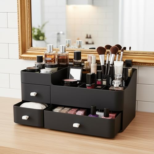 Cologne Organizer for Men, Perfume Organizer, Cologne Stand, Makeup Holder, Bathroom Counter Storage, Bathroom Decor, Gifts for Men, Black