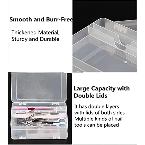 Plastic Nail Art Tools Organizer Nail Brushes Container Case Manicure Tools Holder Double Layers Large Capacity Nail Tools Storage Box (transparent)