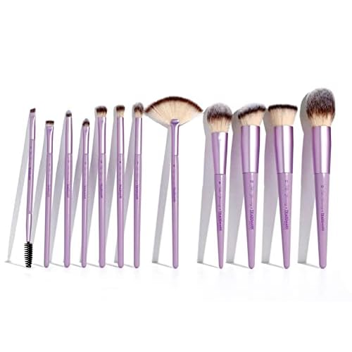 Trademark Beauty The Essentials Makeup Brush Collection - Makeup Brushes, Synthetic Bristles, Blending, Shading, Contour - Lavender, 12-Piece Set
