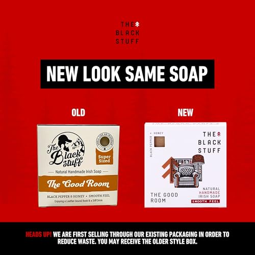The Black Stuff All Natural Bar Soap for Men Handmade Cold Process Soaps with Organic Ingredients and Essential Oils - Mens Soap for Daily Use, The Good Room Body Soap