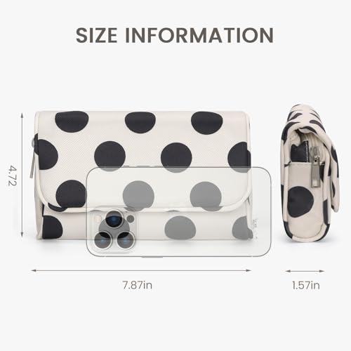 Women¡¯s Cute Nylon Makeup Bag with Built-in Mirror, Protable Lightweight Cosmetic Bag, Trendy Toiletry Bag for Travel