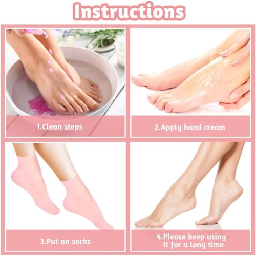 4 Pairs Silicone Moisturizing Socks Women Foot Care Silicone Pedicure Socks Men Anti Slip Spa Gel Socks for Dry Cracked Feet (Multi)