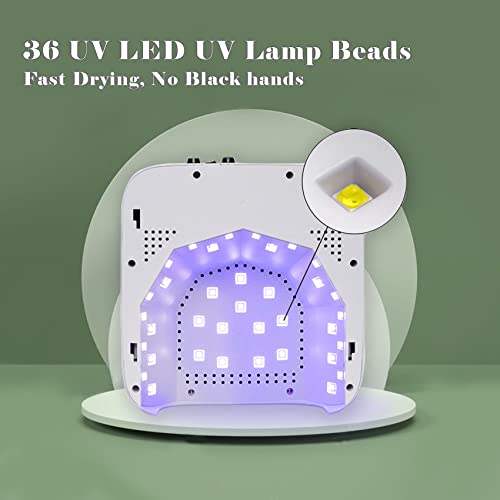 LB UV LED Nail Lamp, Rechargeable LED Nail Dryer, 72W Professional Cordless Nail Lamp with 4 Timer Setting Sensor and LCD Display Portable Home and Salon Gel Nail Art Tools (Black)