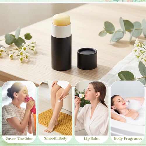 20 Pcs 2oz Empty Paperboard Deodorant Containers Kraft Cardboard Deodorant Tubes Push-up Lip Balm Tubes Solid Perfume Container Lotion Sticks Jars for DIY Homemade Cosmetic Samples(Black)
