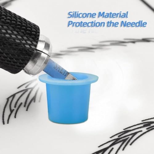 100Pcs Blue Ink Caps Ink Cups Mixed Sizes, Professional Tattoo Supplies£¬ Easy to Use Portable Beauty Products Tattoo Inks