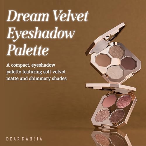 DEARDAHLIA Dream Velvet Eyeshadow Palette (Love Spell) - Richly Pigmented Matte & Shimmer Eyeshadows with Minimal Fallout. 4-Shade All-in-One Palette. Vegan Korean Eye Makeup