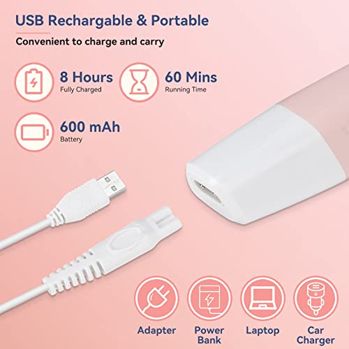 Face Razors for Women, BestMal Bikini Trimmer 5 in 1 Wet/Dry Electric Shaver Razors for Face Nose Eyebrow Beard Mustache Arm Leg Armpit Pubic Area Painless Rechargeable Facial Hair Removal for Women