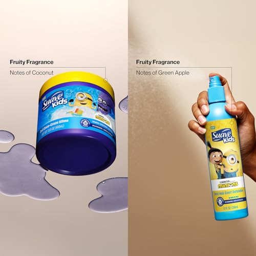Suave Kids Minions Hair Products Bundle ??3-in-1 Coco-Craze Slime & Fun Fresh Shampoo, Conditioner & Body Wash + Detangler Spray, 28 Oz Ea (3 Piece Set)