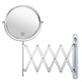 Welllink 7Inch Wall Mounted Double Sided Mirror, Accordion Makeup Mirror with 1X/7X Magnification, Chrome Finish, High-Definition Glass, Space Saving Screw Mount